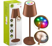 goobay Lámpara LED de mesa inalámbrica/regulación continua con control táctil/recargable para uso en interiores y exteriores / 150lm y colores de luz RGB - 3000K blanco cálido, USB-C, bronce 73931