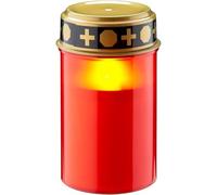 goobay LED luz de tumba con batería, velas de tumba al aire libre, velas de cementerio, luces de tumba, luz eterna, lámpara de tumba, rojo, funciona con pilas 2x AA Mignon (no incluidas), 77757