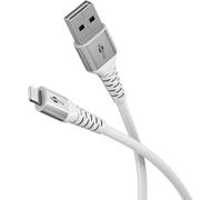 goobay Lightning a USB-A 60W / 3m / Cable textil flexible/Cable de carga de 480 Mbits USB A/Supersuave/Cable de carga rápida Apple Lightning cable/Cable textil/Blanco / 74513