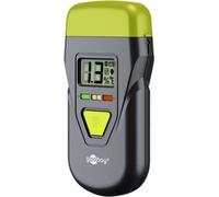 goobay Medidor de humedad y temperatura portátil con pantalla LCD, 2 modos de medición (madera y materiales sólidos), indicador LED, función Hold, incluye 4 pilas LR44, 77832