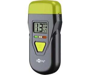 goobay Medidor de humedad y temperatura portátil con pantalla LCD, 2 modos de medición (madera y materiales sólidos), indicador LED, función Hold, incluye 4 pilas LR44, 77832
