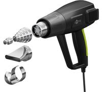 goobay Pistola de aire caliente 1500 W con pantalla LCD, control de temperatura ajustable (100-650 °C), 450 l/min, incluye 4 boquillas, ideal para bricolaje y reparaciones, 77823