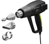 goobay Pistola de aire caliente 1500 W con pantalla LCD, control de temperatura ajustable (100-650 °C), 450 l/min, incluye 4 boquillas, ideal para bricolaje y reparaciones, 77823