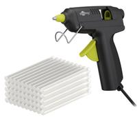 goobay Pistola de pegamento caliente 20 W con 50 barras incluidas, para barras adhesivas de 7 mm, calentamiento rápido, ideal para manualidades, decoración y reparaciones domésticas, 77825