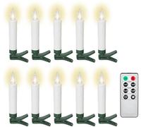 goobay Set de 10 velas LED inalámbricas para árbol de Navidad con mando a distancia, temporizador y pinzas, luz blanca cálida (2600 K), regulables, a pilas, 77753