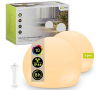 Goobay set de 2 lámparas solar led rgb 20 cm para jardín y exterior,