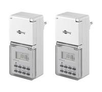 Goobay set de 2, temporizador digital IP44 para exteriores El temporizador para la toma de corriente permite ajustar hasta 10 programas de conmutación en incrementos de 1 minuto