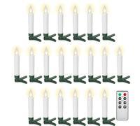 goobay Set de 20 velas LED inalámbricas para árbol de Navidad con mando a distancia, temporizador y pinzas, luz blanca cálida (2600 K), regulables, a pilas, 77754