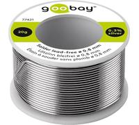 goobay Soldadura con fundente Ø 0,8 mm, 20 g - sin plomo para soldadura en componentes eléctricos, 0,3% plata, 7% cobre, 99% estaño, contenido de fundente 2,5%, punto de fusión 217 °C, 77421