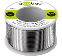 goobay Soldadura con fundente Ø 0,8 mm, 50 g - sin plomo para soldadura en componentes eléctricos, 0,3% plata, 7% cobre, 99% estaño, contenido de fundente 2,5%, punto de fusión 217 °C, 77422