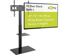 goobay Soporte de Suelo TV 37-70 Pulgadas Giratorio 35 Grados Regulable en Altura VESA 600x400 hasta 40 kg Base de Cristal - 58526