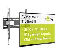 goobay 49890 Soporte de Pared para TV Pro Fixed (M), 32 a 55 Pulgadas (81-140 cm), 50 Kg, Montaje fácil y Seguro, Vesa Standard, QLED/LED, Negro
