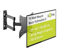 Goobay 49715 Basic Fullmotion (S) - Soporte de Pared para televisores de 23" a 42" (58-107 cm), Brazo Doble, Totalmente móvil, orientable/inclinable, 20 kg, estándar Vesa, Color Negro