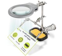 GOOBAY 51226 - Soporte de platina, con lupa LED, con soporte, mano que ayuda