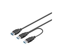 Goobay USB 3.0, 0.3 m - Cable USB (0.3 m, 0,3 m, USB A, 2 x USB A, 3.0 (3.1 Gen 1), Macho/Hembra, Negro)