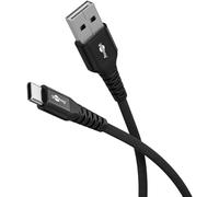 Goobay USB-A a C 60W Textil Flexible de Carga 480 Mbits / 1m / Supersuave para Samsung, Xiaomi, Google, Nothing Phone / Negro / 74526