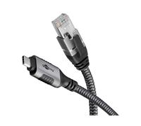 goobay USB C 3.1/RJ45 CAT 6 Kabel 1,0 m grau, schw NUEVO
