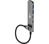 goobay USB C 3.2 - USB A 3.2 / USB C Macho a 2xUSB-C/2xUSB-A, concentrador Compacto para Ordenador portátil y Tableta, Velocidad de Datos de hasta 5 Gbps, Compatible con Windows/Linux/macOS -79159