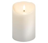 goobay Vela LED de cera real blanca, 10x15cm, luz cálida (2700K), con mecha 3D, decoración con estilo, iluminación segura y elegante, temporizador de 6h, a pilas, 77776