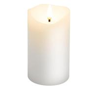 goobay Vela LED de cera real blanca, 7,5x12,5cm, luz cálida (2700K), con mecha 3D, decoración con estilo, iluminación segura y elegante, temporizador de 6h, a pilas, 77775