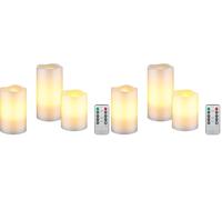 goobay - Velas LED con temporizador y mando a distancia, luz cálida, velas LED de cera auténtica, llama parpadeante, velas eléctricas de intensidad variable, velas de adviento, lote de 3/blanco