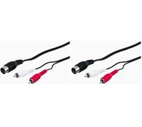 goobay Wentronic 50014 Adaptador de cable de audio para la conexión con dispositivos de audio antiguos; conexión mediante clavija DIN de 5 pines a 2 clavijas chinch (R/L); 1,5 m, negro (Paquete de 2)