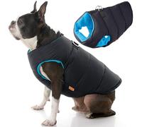 Gooby - Chaleco Acolchado sólido para Perro, Abrigo con Cremallera y Anillo de Lino, Color Liso, Negro, Talla XL