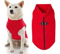Gooby - Suéter de Forro Polar con Cremallera para Perro, Chaqueta de Forro Polar cálido con Anilla Doble para Correa, suéter de Invierno para Perros pequeños y medianos, Rojo, M