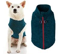 Gooby - Suéter de Forro Polar con Cremallera para Perro, Chaqueta de Forro Polar cálido con Anilla Doble para Correa, suéter de Invierno para Perros pequeños y medianos, Turquesa Claro, L