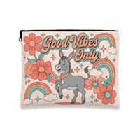 Good Aesthetic Only - Bolsa de maquillaje retro floral para mujer, organizador portátil de lona con cremallera, bolsa de aseo de viaje de verano, Melocotón, 7x9 Inch, Burro