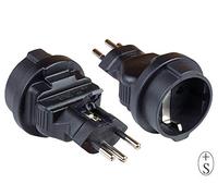 Good Connections Adaptador de alimentación Enchufe de red de Suiza (SEV1011, Recto) al conector de contacto protector Tipo F, Sev, Black, marca