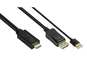 Good Connections Adapterkabel HDMI 2,0b Stecker an DisplayPort 1,2 Stecker, 4K @60Hz, USB Power, vergoldete Kontakte (HDMI-DP020) Marca