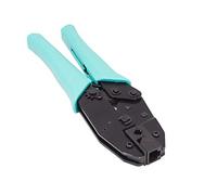 Good Connections Crimpadora - para conectores RJ45 Cat.6A blindados - Transferencia de palanca para menor esfuerzo, protección de hoja, función de bloqueo, mango de goma, negro/turquesa