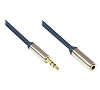 Good Connections GC-M0053 - Cable alargador de audio de alta calidad, 3,5 mm, conector jack a conector hembra, OFC, carcasa de metal, 2 m, color azul oscuro