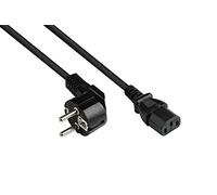 Good Connections p0130 de S030 Cable de alimentación, 3 m, protección de Contacto de Conector Tipo E + F (CEE 7/7, acodado) a C13 (Recto), Cable de conexión de Dispositivos fría, 1,00 mm² Negro