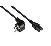 Good Connections p0150 de S030 Cable de alimentación, 3 m, protección de Contacto de Conector Tipo E + F (CEE 7/7, acodado) a C15 warmgerätebuchse (Recto), 361.184 de Cable, 1,00 mm² Negro