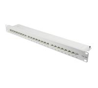 Good Connections® Panel de Conexiones, 19", Montaje en Rack, Cat. 6A, 500 MHz, 10 Gigabit, 24 Puertos, 1 UE, apantallado, Apertura sin Herramientas, Color Gris Claro (RAL7035)