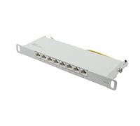 Good Connections Panel de Conexiones para armarios de Pared o de Red de 10", Cat. 6A, 500 MHz, 8 Puertos, 0,5 U, apantallado, Apertura sin Herramientas, Color Gris Claro (RAL7035)