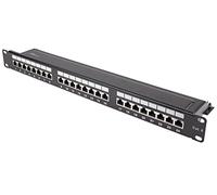 Good Connections® Patch Panel/Patch Panel - 19" - Server mount/rack mounting - Cat. 6, 500 MHz - 10-GIGABIT capable - 24-Port - 1U - STP shielded - Tool-free opening - Jet Black (RAL9005)