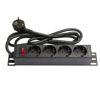 Good Connections Regleta de 10 Pulgadas (1 U) - Conector de protección de Contacto a 4 x protección de Contacto Hembra - Interruptor, protección Infantil, Perfil de Aluminio, Color Negro