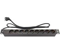 Good Connections® Regleta de 19 Pulgadas (1HE) - Enchufe con protección de Contacto a 9 x enchufes con protección de Contacto - Protección Infantil - Perfil de plástico, Color Negro