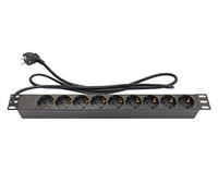 Good Connections® Regleta de 19 Pulgadas (1HE) - Enchufe con protección de Contacto a 9 x enchufes con protección de Contacto - Protección Infantil - Perfil de plástico, Color Negro