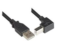 Good Connections USB 2.0 - Cable de conexión y impresora (conector USB A a conector B (90° en ángulo inferior), color negro