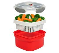 Good Cooking Utensilios para microondas al vapor 3 pieza Microondas estufa alimentaciones que contienen w, filtro extraíble y tapa con cerradura de vapor vent BPA liberan, nevera y congelador seguro