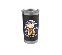 Good Fortune Lucky Cat Maneki Luck Charm Neko Japonés Vaso térmico de acero inoxidable de doble pared