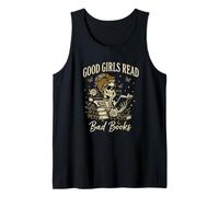 Good Girls Read Bad Books Vintage Skeleton Reader Camiseta sin Mangas