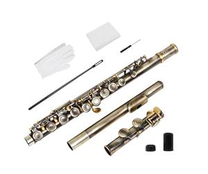 Good Green Bronze - Flauta de 16 agujeros con caja de paño de limpieza, guantes para bandas escolares y práctica de personalidad, flauta de sonido versátil