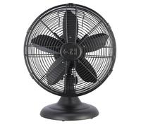 Good Housekeeping 92603 - Ventilador de mesa de oficina retro de metal de 12 pulgadas con amplia oscilación, ajustes de 3 velocidades y asa de transporte, negro mate