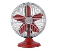 Good Housekeeping Ventilador de mesa retro totalmente metálico de 12 pulgadas, color rojo