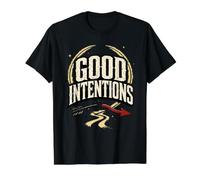 Good Intentions Flecha Rota Motivacional Gráfico Vintage Camiseta gráfica económica, Hombre, Negro, S